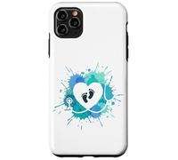 NicU Nurse Stethoscope Heart Baby Footprints Watercolor Case for iPhone 11 Pro Max