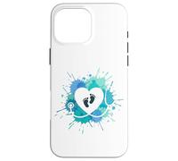 NicU Nurse Stethoscope Heart Baby Footprints Watercolor Case for iPhone 16 Pro Max
