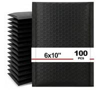 Nicunom 100 Pack Bubble Mailers 6x10In, Usable Size 6x9In Self Seal Padded Envelopes Opaque Poly Wrap Bubble Bags Waterproof Shipping Bags for Small Business Mailing Makeup Jewelry Gifts, Black