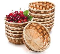 Nicunom 12 Pack Round Gift Baskets, 17cm Bamboo Small Bread & Fruit Basket, Woven Bread Roll Baskets, Food Storage Serving Basket for Kitchen Restaurant Display Decor