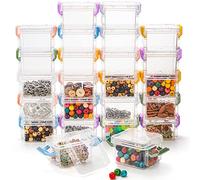 Nicunom 24 Pack Mini Plastic Storage Containers Box, 140ml Stackable Bead Organizers with Lid, Clear Plastic Small Storage Box for Collecting Small Craft Items, Jewelry, Game Pieces, Crafts