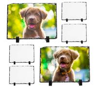 Nicunom 6 Pack Sublimation Blank Slate Rock Photo Plaque Frame with Display Stand, 19 x 14 cmPersonalized Rectangular Picture Stone Frame, DIY Gift for Easter Father's Day Birthday Wedding