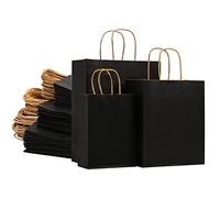Nicunom 90 Pack Black Kraft Paper Bags, 6x3x8/8x4x10/10x5x13 Bulk Shopping Bag Craft Bags Thick Party Favor Bag with Handle for Wedding Birthday Halloween Father's Day Mother' Day Christmas
