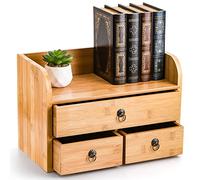 Nicunom Bamboo 3-Tier Desk Organizer with 3 Drawers, Multifunctional Desktop Storage for Office, Home, Bathroom