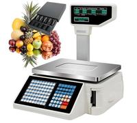 Nicvrea Digital Price Label Printing Scale/Price Computing Scale Commercial Digital Counting Scales with Pole Display, Digital Price Label Printing Scale Machine+Cashbox