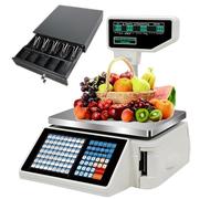 Nicvrea Label Printing Scale, Electronic Price Computing Scale Pole Display, for Retail Outlet Store Food Meat Shop,Machine Machine+Cashbox
