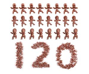 niCWhite 120pcs Mini Plastic Babies, Tiny Plastic Babies Figurines Small Baby King Cake Babies for Baby Shower, Ice Cube My Water Broke Games, Party Decorations, Brown-Colored