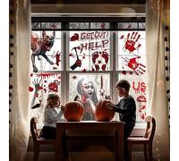 niCWhite Halloween Window Decorations 10 Sheets Halloween Bloody Stickers Window Wall Floor Clings Spooky Window Stickers for Halloween Party Decorations