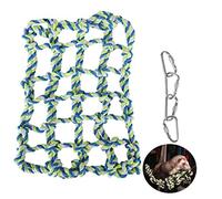 niCWhite Hamster Climbling Cotton Rope Nets, Rat&Ferret Hanging Hammock for Cage,Small Animal Activity Toy for Rats,Chinchillas,Ferrets,Degus,with 4 Hooks