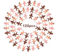 niCWhite Mini Plastic Babies, 120pcs Tiny Plastic Baby Figurines for Baby Shower, Ice Cube My Water Broke Games, Party Decorations, Skin-Brown-Latin Colored