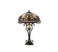 Nidda Home Supplies Tiffany Handmade Table Lamp with Stained Glass, Light Vintage Antique Lamp with Bronze Lamp Base for Nightstand, Living Rooms, Bedrooms and Offices (16 Inches Wide)