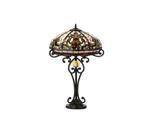Nidda Home Supplies Tiffany Handmade Table Lamp with Stained Glass, Light Vintage Antique Lamp with Bronze Lamp Base for Nightstand, Living Rooms, Bedrooms and Offices (16 Inches Wide)