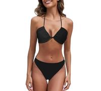 Nidddiv Bikini for Teens 15 Women's Tan Through Slim Fit Hollow Translucent Non Tender Beach Bath Sunbathing No Sun Mark Breathable Strap Bikini Female Shavers for Bikini Area (Black, L)