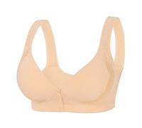 Nidddiv Bra Front Lockable Large Sizes Without Underwire Strong Hold Bras Women's Comfortable Non-Wired Push Up Bralette Seamless V-Neck Underwear Soft Padded Bra Seamless Bustier, beige, 10