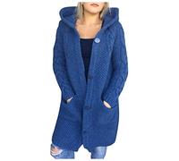 Nidddiv Chunky Knit Cardigan Ribbed Sweaters Thermal Winter Hoodies For Women Uk Hooded Thick Warm Outerwear Long Sleeve Button Down Cardigans Knited Jackets Solid Colour Loose Coats With Pockets