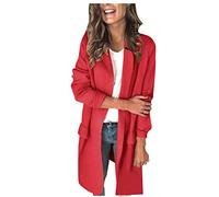 Nidddiv Coats For Women Uk Suit Jacket New Solid Color Long Sleeve Fake Pocket Casual Suit Coat For Autumn And Winter Red School Cardigan Black Blouses Thin Overcoats Soft Lightweight Outerwear