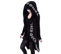 Nidddiv Gothic Hooded Cardigan Black Long Sleeve Punk Sweater Jackets Plus Size Thermal Casual Coats for Women UK Baggy Sports Hoodies Loose Casual Solid Colour Overcoat Ladies Hoodies Jumpers
