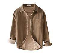 Nidddiv Men'S Padded Check Shirt Fleece Lined Jacket Warm Thermal Casual Workwear Top Furry Lumber Jack Padded Shirts Solid Colour Long Sleeve Thick Tshirts button Down Lapel Shirts For Men Uk