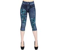 Nidddiv Women's Stretch Denim Slim Fit Capri Jeans Ladies High Waisted 3/4 Length Cropped Jean Butterfly Printed Jeans Slim Fit Casual Jeggings Washed Blue Jeans Skinny Stretchy Denim Pants