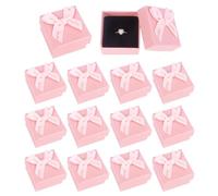 Nideen 12 Pack Ring Gift Boxes Bulk 5×5×3 cm Small Jewellery Boxes with Bow Knot, Gift Packaging for Rings, Earrings & Charms(Pink)