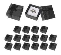Nideen 18 Pack Ring Box With Bow-knot, 4x4cm Cardboard Small Jewelry Box for Earring Display and Gifting, Black