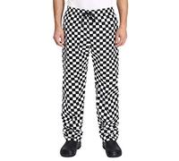 Nideen Men’s Black and White Checkerboard Print Chef Pants with Elastic Waist Drawstring Baggy Chef Uniforms - - Medium