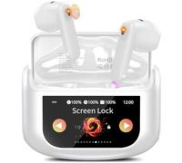 Niderson Wireless Earbuds with Smart Touch Screen, 2026 Bluetooth 5.4 Headphones In Ear with 4 ENC Noise Cancelling Ear Buds, 48H Deep Bass Bluetooth Earbuds, 5 EQ Modes/IPX7 Waterproof Earphone White