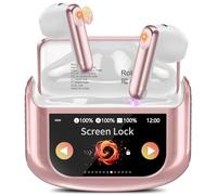 Niderson Wireless Earbuds with Smart Touch Screen, 2026 Bluetooth 5.4 Headphones In Ear with 4 ENC Noise Cancelling Ear Buds, 48H Deep Bass Bluetooth Earbuds, 5 EQ Modes/IPX7 Waterproof Earphone Rose