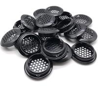 NIDETION 20Pcs Air Vents 35mm Circular Soffit Vent Stainless Steel Round Vent Mesh Hole Louver for Kitchen Bathroom Cabinet Wardrobe (Black)
