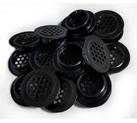 NIDETION Black Soffit Vents 1”/25mm Stainless Steel Circular Round Mesh Hole Air Vents for Kitchen Bathroom Cabinet Wardrobe (Flat, 20Pcs)