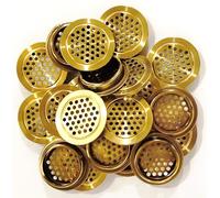 NIDETION Golden 35mm / 1.37”Circular Soffit Vent, Stainless Steel Mesh Hole Louver, for Kitchen, Shoe Cabinet, Cabinet，Wardrobe, Pet House, A Good Gift(Flat，10PCS)