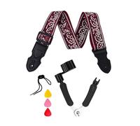 NIDHFG 1 Bohemian Guitar Strap And 1 String Changer Tool, With Picks, Musician Accessories Set, Suitable For Electric Guitar And Bass.
