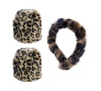 NIDHFG 1 Pair Of Leopard Print Leg Covers And 1 Piece Plush Headband, Warm Leg Covers, Clothing Accessories, Retro Personality Accessories.