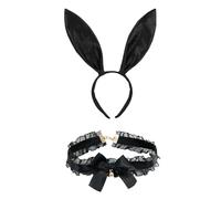 NIDHFG 1 Piece Black Rabbit Ear Headband, 1 Piece Adjustable Bell Collar, Role-Playing Props, Sexy And Fashionable, Women'S Clothing Accessories.