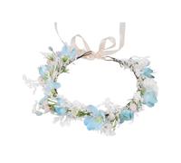 NIDHFG 1 Piece Blue And White Garland, Creative Simulated Flower Headband, Adjustable Lace-Up Hair Accessories, Shooting Props, Bridal Hairstyle Decoration.