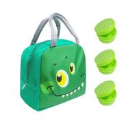 NIDHFG 1 Piece Dinosaur Meal Bag And 3 Piece Sauce Container, Cute Cartoon Bento Bag, Insulation Bento Bag, Children'S Bento Bag.