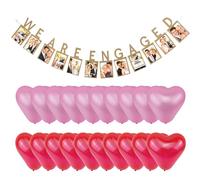 NIDHFG 1 Piece Engagement Album Pull Flag, 20 Pieces Of Heart-Shaped Latex Balloons, Creative Personality, Background Wall Layout Banner, Wedding Engagement Party Decoration.
