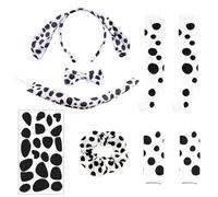 NIDHFG 1 Piece Headband, 1 Piece Tail, 1 Piece Bow Tie, 1 Piece Felt Patch, 1 Pair Of Gloves, 1 Piece Sock Cover And 1 Piece Hair Ring, Spotted Dog Costume Set, Children'S Role-Playing Accessories.