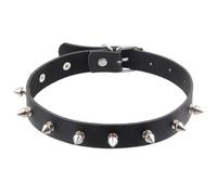 NIDHFG 1 Piece Metal Rivet Leather Ring, Black Rock Collar, Stylish Personality, Adjustable Necklace For Women, Punk Style Collarbone Chain Accessories.