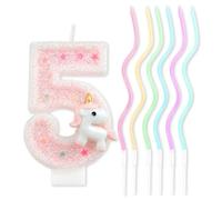 NIDHFG 1 Piece Of 5Th Birthday Candle And 6 Piece Of Colorful Spiral Candles, Cute Design Candles, Cake Decorative Candles, Cake Accessories.