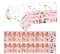 NIDHFG 1 Piece Of Cartoon Animal Tablecloth And 20 Pieces Of Tissues, Cute Tablecloth, Dining Table Accessories, Party Decorations, Pet Dog Party Supplies.