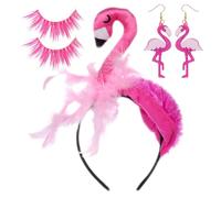 NIDHFG 1 Piece Of Flamingo Headband, 1 Pair Of Eyelashes And 1 Pair Of Earrings, Creative Cartoon Headbands, Party Dressing Supplies, Party Clothing Accessories.
