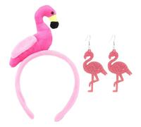 NIDHFG 1 Piece Of Flamingo Headband And 1 Pair Of Flamingo Earrings, Creative Cartoon Headband, Plush Headband, Cute Headband, Party Clothing Accessories.