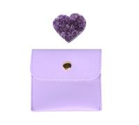 NIDHFG 1 Piece Of Heart-Shaped Amethyst, 1 Piece Snap Storage Bag, Creative Healing Stone, Exquisite Home Decoration, Interesting Gem Gifts.