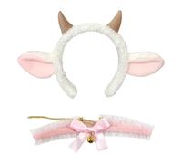 NIDHFG 1 Piece Of Sheep Horn Headband And 1 Piece Of Collar, Cute Plush Headband, Stage Performance Props, Sheep Clothing Accessories, Children'S Dressing Hair Accessories.