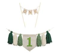 NIDHFG 1 Piece Of Tassel Banner And 1 Piece Of Wooden Cake Card Insert, 1St Birthday Party Supplies, Baby Party Decorations.