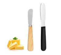 NIDHFG 1 Piece Serrated Butter Knife And 1 Piece Wooden Handle Butter Knife, Baking Tools, Kitchen Gadgets, Stainless Steel Butter Knife.