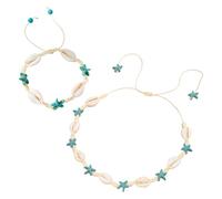 NIDHFG 1 Piece Shell Necklace and 1 Piece Bracelet, Marine Themed Jewelry, Creative Woven Jewelry, Boho Jewelry.
