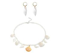 NIDHFG 1 Piece Shell Pearl Necklace, 1 Pair Of Conch Pendant Earrings, Creative Personality, Women'S Jewelry Set, Beach Fashion Accessories.