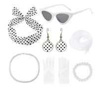 NIDHFG 1 Piece Sunglasses, 1 Piece Scarf, 1 Pair Of Gloves, 1 Piece Necklace, 1 Pair Of Earrings, 1 Piece Headband And 1 Piece Bracelet, Retro Clothing Accessories, Cosplay Accessories.